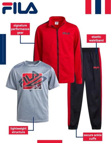 Miniatura 2 de Fila Conjunto deportivo deportivo para niños, sudadera de tricot de 3 piezas, pantalones deportivos, camisa, ropa deportiva para niños (4-16)