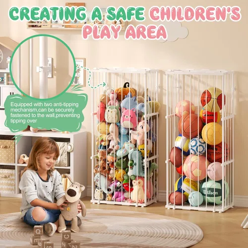 Miniatura 6 de Almacenamiento de animales de peluche de metal, soporte grande para animales de peluche con cordón elástico, almacenamiento de zoológico de animales