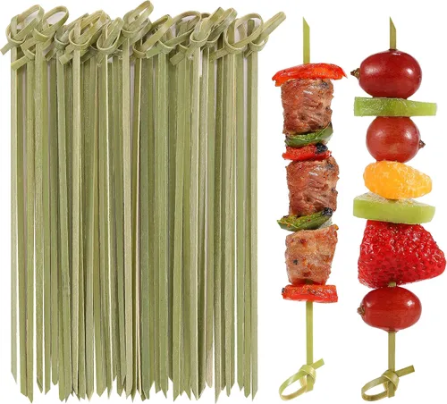 Miniatura 10 de 100 palillos de cóctel, palillos de dientes elegantes para aperitivos, mini palitos de comida Natural Bamboo Knot Skewers, 4.7 Inch Tooth Picks