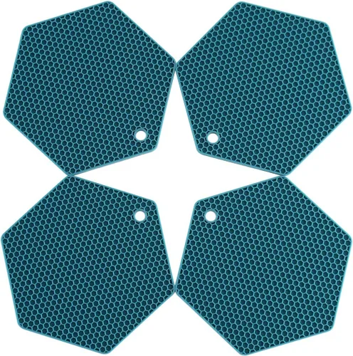 Miniatura 10 de Paquete de 4 salvamanteles de silicona, tapete de secado de platos de diferentes tamaños, soporte para ollas y sartenes, almohadillas calientes