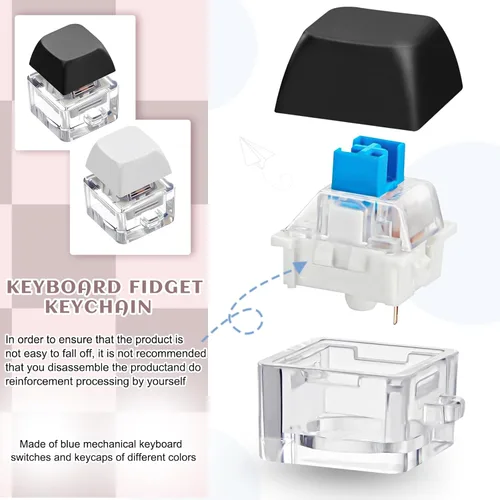 Miniatura 4 de Taiyin - Llavero de juguete con teclado clicker, juguete de descompresión con botón, llavero antiestrés, regalo para adultos para pasar el tiempo
