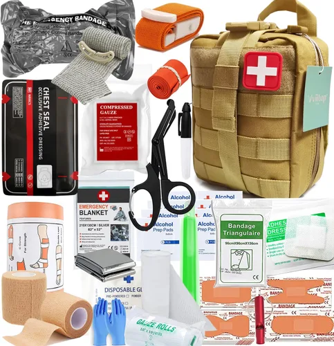 IFAK Kit de Trauma Kit Médico Militar de Primeros Auxilios Control de Sangrado de Emergencia Supervivencia Bug Out Bag para Equipo de Campamento