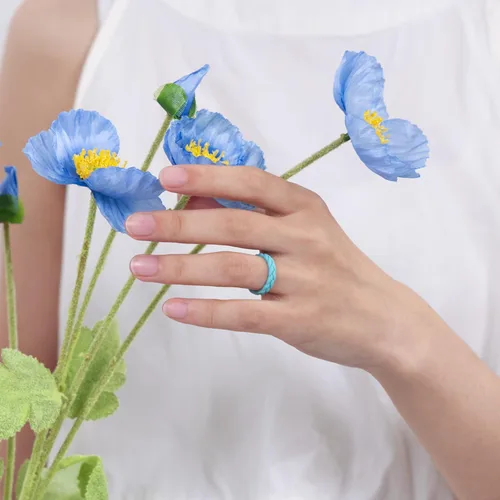 Miniatura 79 de Egnaro Anillos de boda de silicona para ella, conjuntos de novia de goma para mujer, bandas finas, diseño trenzado de hojas apilables con ranuras