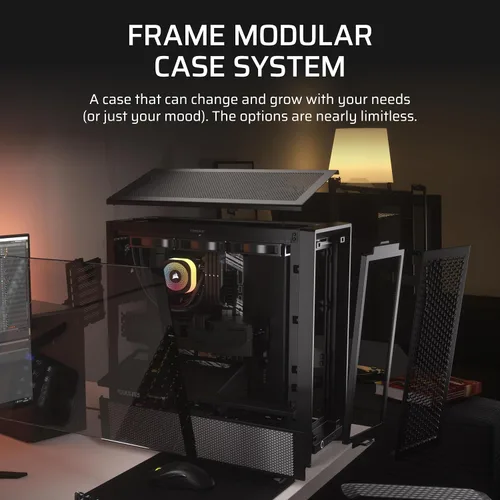 Miniatura 4 de Corsair 4000D Frame Modular - Gabinete ATX de media torre, alto flujo de aire, sistema de montaje de ventilador InfiniRail™, soporte para radiador