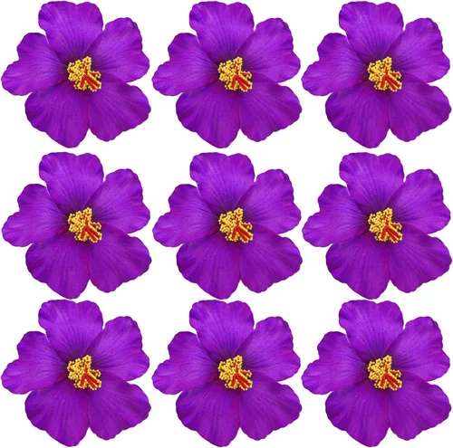 Miniatura 12 de Arvintas 20 flores azules hawaianas de imitación de hibisco, flores hawaianas para fiesta de verano, bricolaje, flores de hibisco de espuma