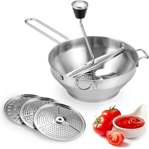 Miniatura 4 de Molino de alimentos, Molinillo de alimentos, Molino de alimentos de acero inoxidable Mermeladas manuales Triturador de verduras Fruta Patata Ajo