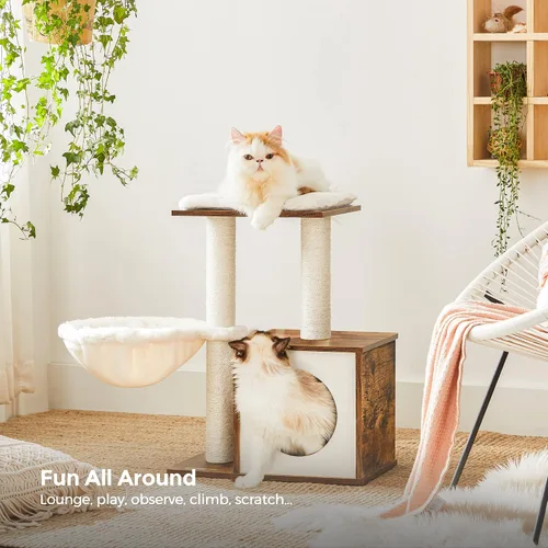 Miniatura 3 de FEANDREA Árbol pequeño para gatos para gatitos, torre moderna para gatos de interior, condominio para gatos con postes rascadores, cojines lavables