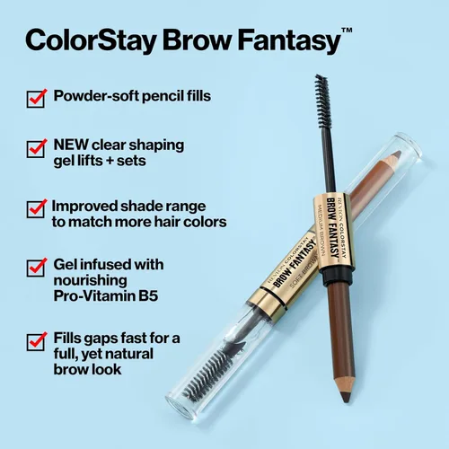 Miniatura 4 de Revlon ColorStay Brow Fantasy, lápiz de polvo para cejas todo en uno con gel transparente moldeador, gel infundido con pantenol, a prueba de Rubio