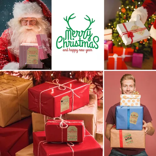 Miniatura 5 de 2 * 3 Pulgadas Etiquetas Adhesivas de Navidad de Kraft Etiquetas Autoadhesivas Etiquetas de Regalo para Regalos de Navidad 200 PIEZAS Etiquetas