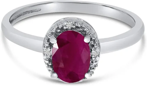 Miniatura 6 de Direct-Jewelry Anillo de diamantes y rubí ovalado de oro blanco de 14 k
