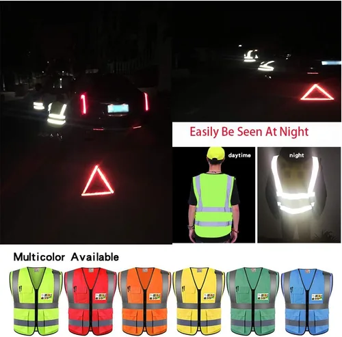 Miniatura 2 de zojo Chalecos de seguridad de alta visibilidad con bolsillos, para trabajos al aire libre, ciclismo, correr, caminar, deportes, se adapta a hombres