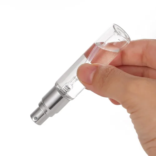 Miniatura 9 de Juego de 20 botellas de perfume de viaje de 10 ml, atomizador recargable, botella vacía hidratante (con tapas doradas)