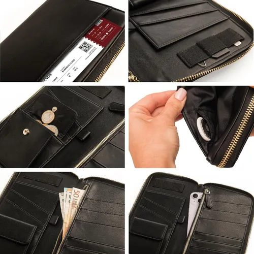 Miniatura 5 de Organizador de Documentos de Viaje - Funda RFID para Cartera de Pasaporte, Soporte Familiar para ID de Muñequera