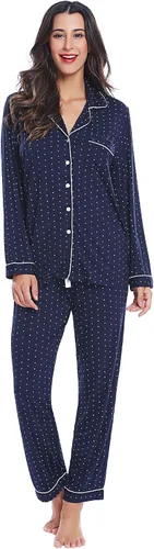 Miniatura 5 de Pijama de bambú ultra suave para mujer, juego de pijama - manga largacon botones.