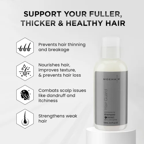 Miniatura 3 de Moehair Champú Hair Guard de tamaño de viaje, apto para viajes, engrosamiento y volumen del cabello, infundido con aceite de argán, ginseng