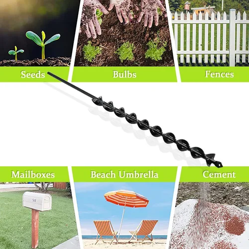Miniatura 5 de TCBWFY Broca de barrena de 24 pulgadas para plantar - Mango largo de 1.2"x24" Plantadora fácil Barrena de jardín - Barrenas para bulbos y plantas