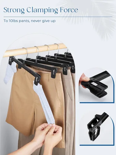 Miniatura 3 de Smartor - Perchas resistentes que ahorran espacio, paquete de 180, perchas delgadas de plástico para pantalones y shorts, estriadas antideslizantes