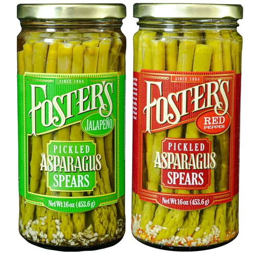 Foster's Spears in a Frasco de espárragos en escabeche, paquete variado picante, jalapeño y pimiento rojo, 16 onzas, paquete de 2, receta