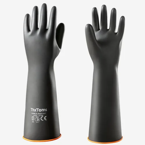 Miniatura 10 de ThxToms Guantes de Látex de Servicio Pesado, Guantes Largos de Goma, Guantes Resistentes a Químicos, Resistentes a Perforaciones, Resistentes a 56 cm