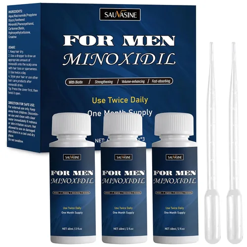 Crecimiento del cabello de minoxidil al 5% para hombres y mujeres: rebrote tópico del pelo de la barba de minoxidil más grueso previene la pérdida