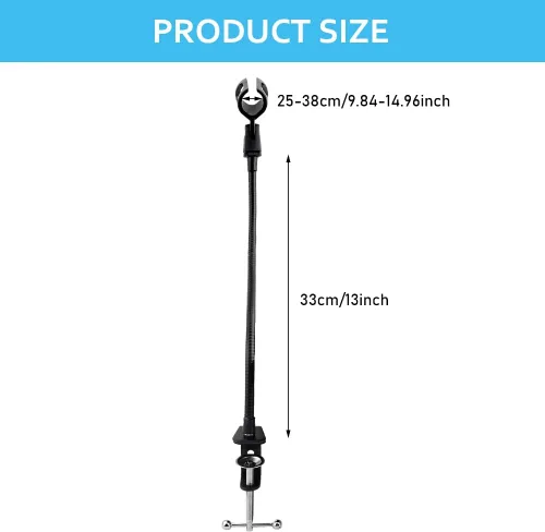 Miniatura 3 de Soporte de brazo para micrófono, soporte de micrófono de escritorio flexible de cuello de cisne de 360 grados con abrazadera de escritorio