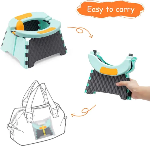 Miniatura 2 de Asiento de entrenamiento portátil para niños pequeños, inodoro plegable para niños, inodoro plegable para niños, orinal de viaje para automóvil, Azul