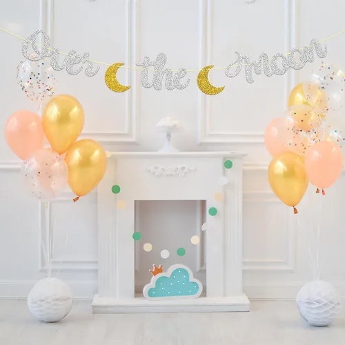 Miniatura 5 de Dill-Dall Cartel sobre la luna, decoración de banderines para fiesta de baby shower, suministros de decoración de amor hasta la luna y espalda