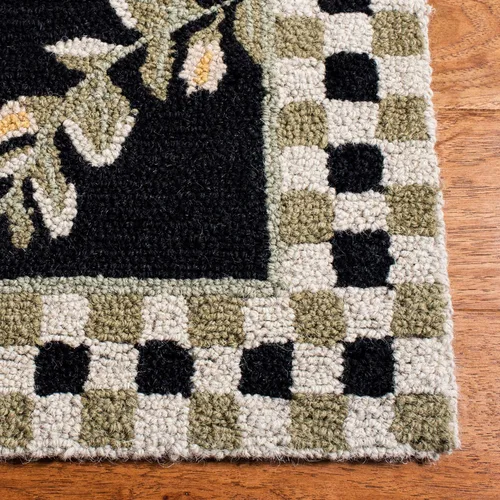 Miniatura 7 de SAFAVIEH Chelsea Collection - Alfombra decorativa de 1 pies 8 pulgadas x 2 pies 6 pulgadas, color negro, lana de campo francesa enganchada a mano