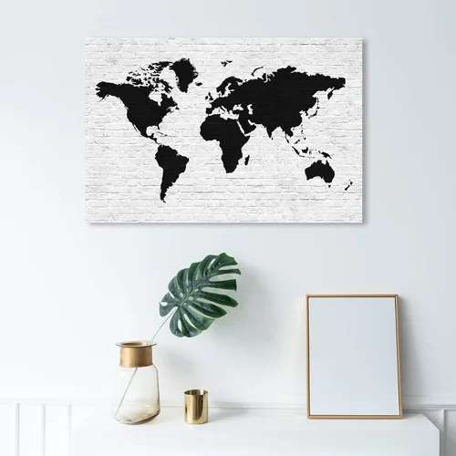 Miniatura 5 de The Oliver Gal Artist Co. Maps - Lienzo decorativo para pared, diseño de ladrillo limpio Mapamundi, decoración del hogar, 36 x 24 pulgadas, negro