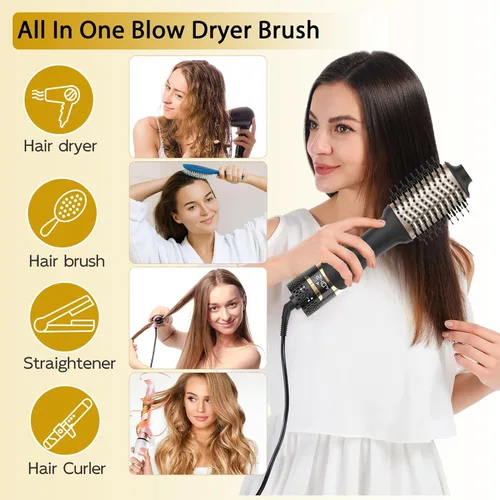 Miniatura 2 de Nicebay Cepillo secador de pelo en uno, cepillo secador de pelo para mujeres, cepillo de soplado de un paso con pantalla de visualización, barril