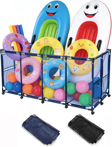 Miniatura 11 de Yescom Cesta de almacenamiento de flotador de piscina de 280 galones, tamaño XXXL para fideos de balsa de juguete, al aire libre, 65 x 30 x 33 Azul