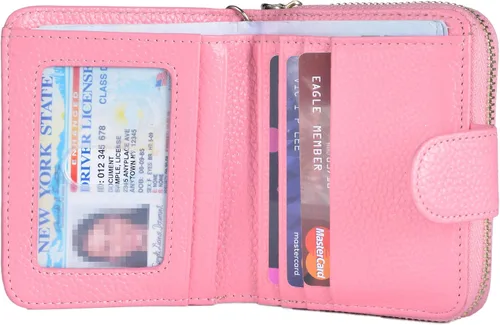 Miniatura 4 de Beurlike billetera de cuero, con tarjetero con bloqueo RFID, organizador, billetera segura para mujer