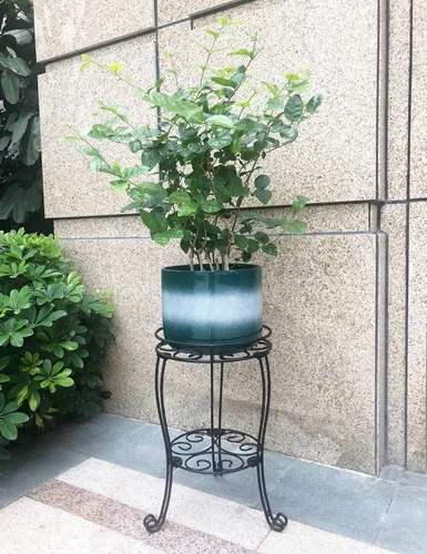 Miniatura 2 de TREEZITEK Soporte de metal alto de 11.8 pulgadas de diámetro para interiores o exteriores, soporte resistente para macetas con capacidad