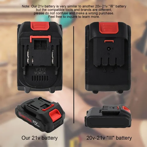 Miniatura 7 de Batería de litio de 21V - Batería de 2.0 Ah con adaptador de cargador, indicador LED, compatible con soplador de hojas y cultivador inalámbrico