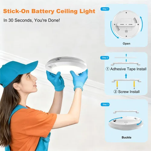 Miniatura 3 de Luz con sensor de movimiento a pilas para interiores, 6.3 pulgadas, 210 lm, 6000 K blanco frío, inalámbrico adhesivo o montaje de tornillo