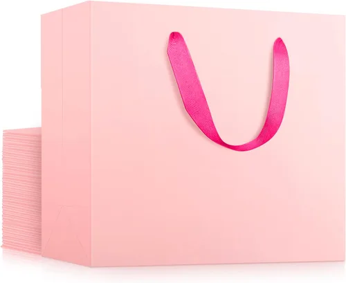 Miniatura 20 de EUSOAR Bolsas de papel de estraza para regalo, paquete de 12 bolsas de papel kraft de 10.6 x 3.1 x 8.3 pulgadas con asas, bolsas resistentes