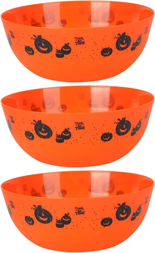 Miniatura 10 de 3 cuencos de plástico de Halloween para dulces, cuencos reutilizables para Halloween, suministros para fiestas de Halloween (fantasma negro)