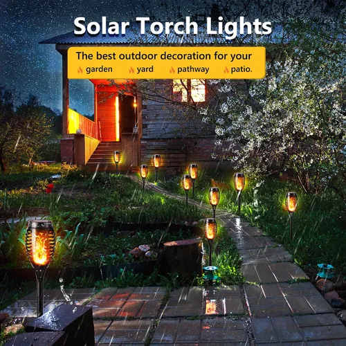 Miniatura 4 de Toodour Luces solares de Halloween para exteriores, paquete de 6 luces LED de llama parpadeante, luz solar impermeable para exteriores, iluminación