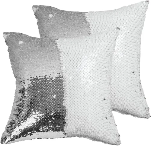 Miniatura 24 de Paquete de 2 fundas de almohada de lentejuelas sublimadas de 16 x 16 pulgadas, fundas de almohada reversibles con purpurina para regalos