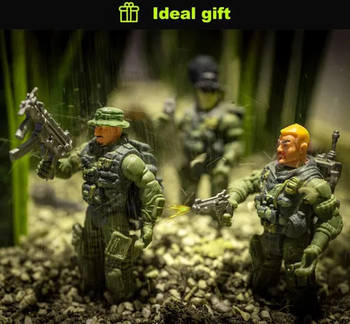 Miniatura 6 de Figura de acción de soldado para hombres del ejército con accesorios de armas, figura del equipo SWAT, juego militar, ideal para Navidad
