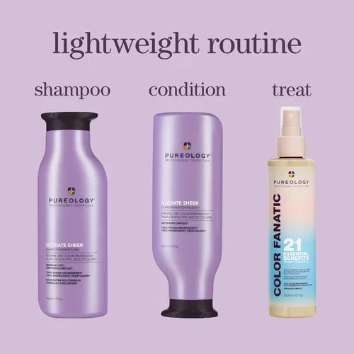 Miniatura 7 de Pureology Hydrate Sheer Shampoo - Champú hidratante ligero para cabello fino o seco tratado con color, sin silicona y vegano