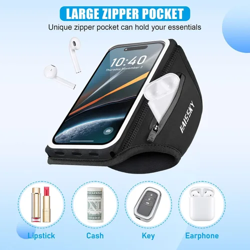Miniatura 2 de Brazalete para correr con soporte para auriculares - Brazalete para teléfono de diseño 3D para iPhone 15/14/13 Pro/Plus y Galaxy S20/S10, soporte