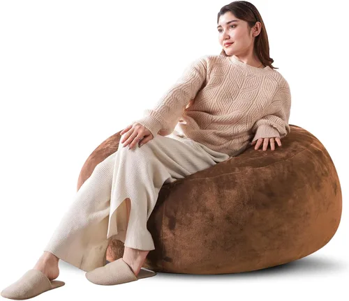 Miniatura 12 de Puf de 3 pies, puf con relleno, espuma viscoelástica altamente resistente, puf redondo de felpa, mueble para sala moderna, silla de lectura de ocio