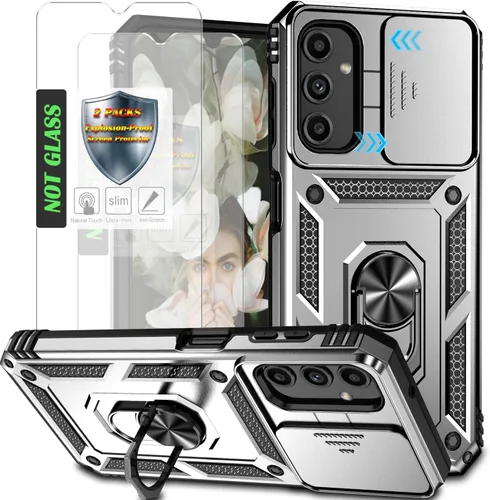 Miniatura 9 de Funda para Galaxy A26 con cubierta para lente de cámara, protector de pantalla HD, protección contra caídas de grado militar, soporte de anillo