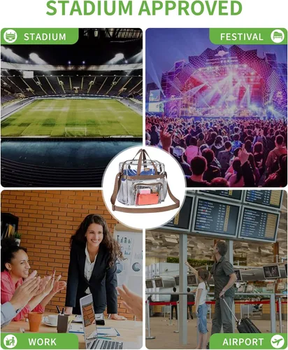 Miniatura 99 de MAY TREE Bolsa transparente para eventos en estadios de 12 x 6 x 12 pulgadas, bolsa de almuerzo transparente con correas reforzadas para trabajo