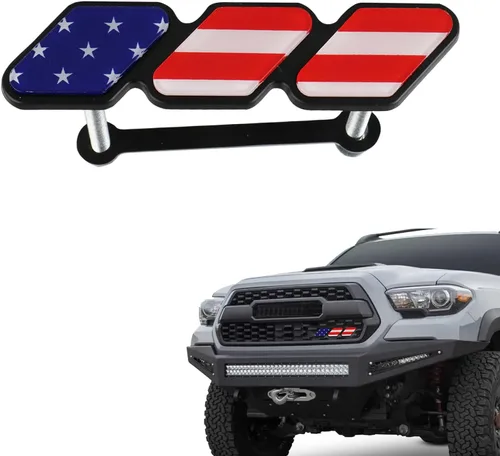 Paquete de 1 insignia de decoración de rejilla tricolor, accesorios de decoración de automóvil para 4Runner Tacoma Tundra y otras rejillas de malla