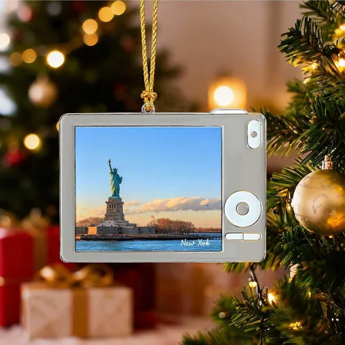 Miniatura 4 de Adorno de Navidad de Nueva York,Recuerdo del ornamento del metal,Decoraciones colgantes del árbol de Navidad