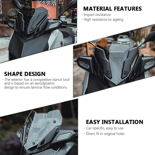 Miniatura 6 de Deflector de visera para parabrisas deportivo de motocicleta compatible con XMAX300 X-MAX300 Xmax 300 X-MAX 300 2023 Transparente