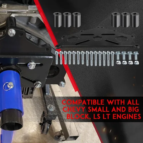 Miniatura 4 de Placa adaptadora de soporte seguro para motor compatible con Chevy LS1 Duramax BBC SBC LS Soporte resistente (negro)