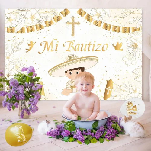 Miniatura 6 de Kit de 57 piezas de guirnalda de arco de globos de Mi Bautizo para He God Bless Baby Boy Bautizo Party Decoraciones Primera Comunión Decoración